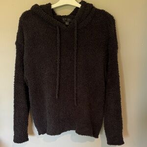 Barefoot Dreams CozyChic Carbon Black Fuzzy Hoodie Sz Medium 8/10